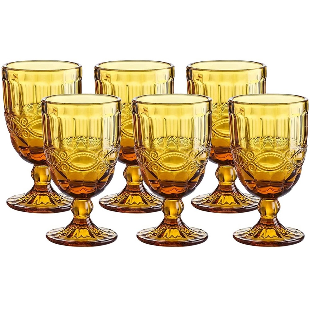 Set of six goblin glass cups.